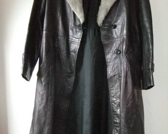Long leather coat | Etsy