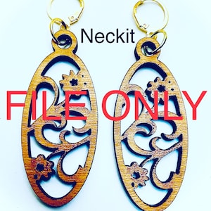 Digital Download Svg - Floral Oval Earrings (DIGITAL FILE ONLY)