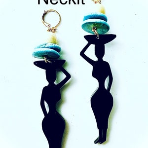 Black Woman Acrylic and Stone Earrings