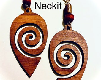 Wood Swirl Cut Dangle Earrings