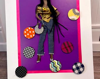 Black Fashionista  “Loving Me” Mixed Media Canvas