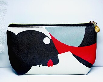 Neceser de cosméticos para mujer con diseño abstracto afrocéntrico