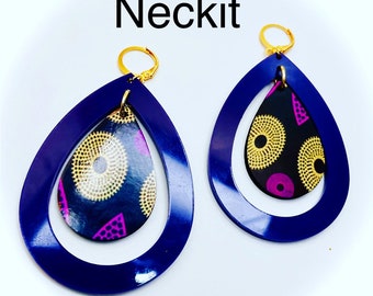 Sublimated Purple Afrocentric Print Dangle Earrings