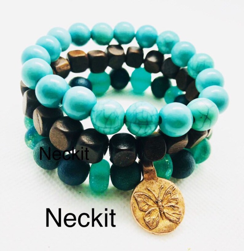 Stackable Butterfly Charm Beaded Bracelets