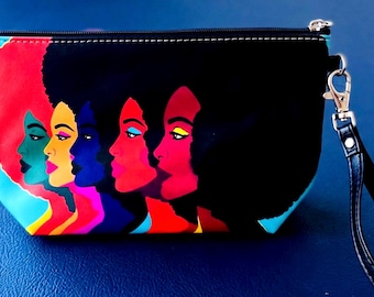 Cartera de mano colorida para cosméticos de mujer afro