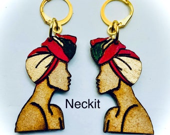 Regal Lady Engraved Afrocentric Dangles