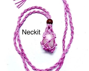 Pink Netted Rose Quartz Stone Necklace