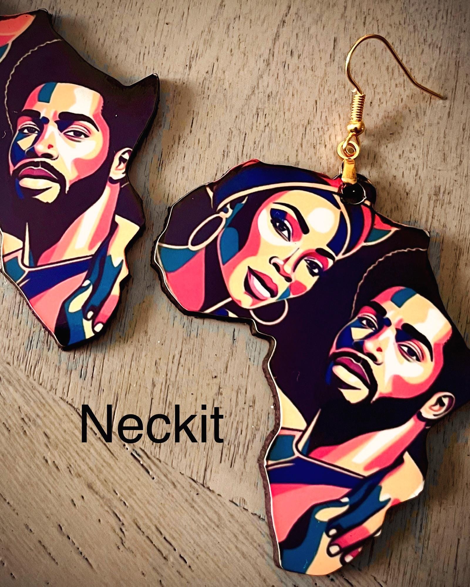 Black Love Print Africa Earrings