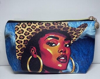 Neceser de mujer con estampado de guepardo y mezclilla