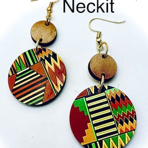 Sublimated African Kente Print Dangle Earrings