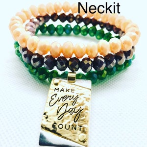 Stackable Glass Beaded Bracelets with Make Everyday Count Charm