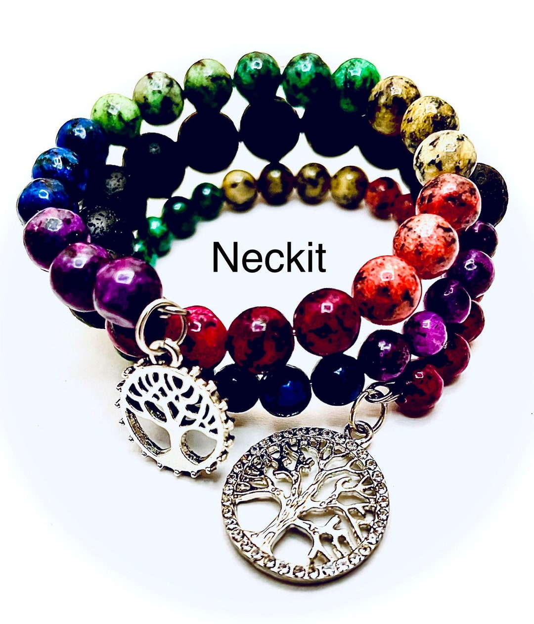 Tree of Life Charm Beaded Bracelet - Memory Wire - Etsy