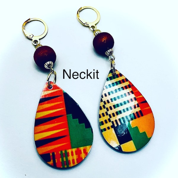 Sublimated African Kente Print Dangle Earrings