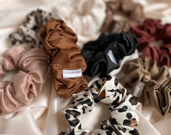 Neutral color soft luxurious satin hair scrunchie