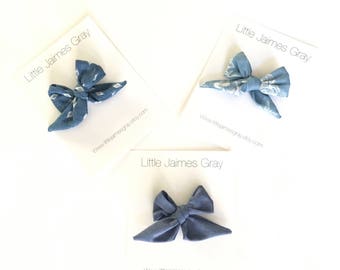 Sailor bow, mini bow, chambry, nylon headband, hair clip