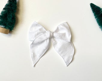 White fable bow|christmas bow|Christmas gingham