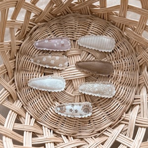 Neutral floral fabric non slip snap hair clips