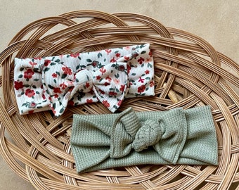 Spring floral baby knot bow headband