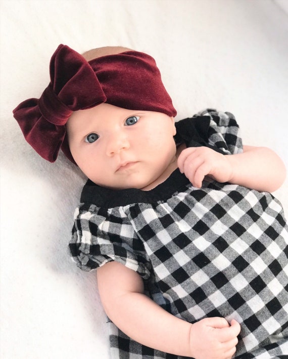 Deylaying Bows Headbands for Cute Toddlers Girls Gold Velvet Infants Big Bow Headwrap Solid Color kids Caps