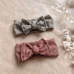Neutral weiche verstellbare Hand gebunden Baby, Kind, Erwachsene texturierte Haarknoten Bogen Stirnband