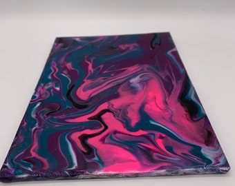 Fluid Art Acrylbild, abstraktes Gemälde, abstraktes Kunstwerk, rosa lila türkises Wanddekor