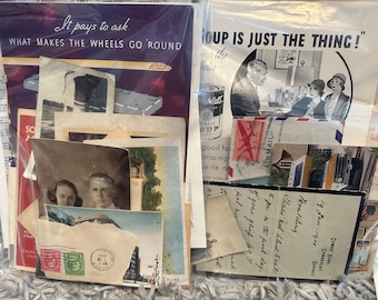 Vintage-Ephemera-Bundle – Überraschungstüte zusammengestellt für Collagen, Junk Journals und Scrapbooking-Papier (1800er-1980er Jahre)