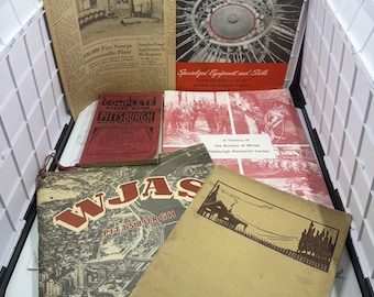 Lot de documents historiques vintage de Pittsburgh (Pennsylvanie), années 1930-1980, WJAS Radio Bureau Mines
