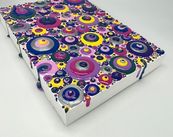 3D Blob Painting, Textured Dot Art, Spring Jewel Tones, Handmade Wood Board