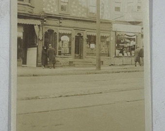 Antique Photo 1933 Reading PA Street 925 Penn St Storefronts Depression Era VTG