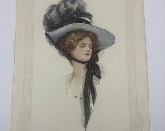 1908 Original Harrison Fisher Print Bachelor Belles Edwardian Gibson Girl Art