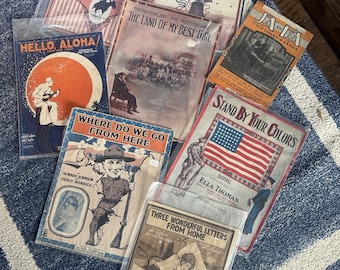Antique/Vintage WWI Era Sheet Music Lot of 8 Patriotic Military World War I Art