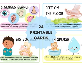 Calm Down Cards for Kids | Emotion Regulation Activities | Breathing & Grounding Printable | Play Therapy Resource