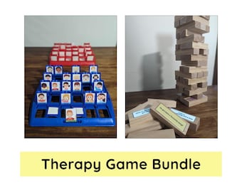 Therapeutic Game Bundle - Emotions Guess Who and Get to Know You Tumbling Tower – Therapy Resource (Digital Download)