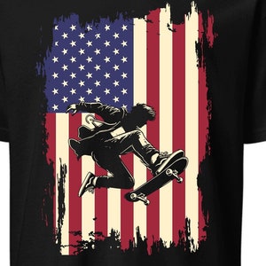 American Flag Skateboarding T-Shirt: Skater Gift Tee