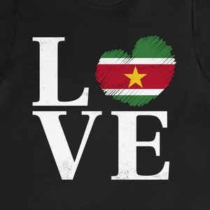 Love Suriname T-Shirt: Surinamese Flag Heart, Unisex Cotton Tee