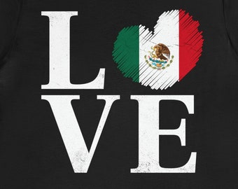 T-shirt Love Mexico: T-shirt met Mexicaanse vlag en hart