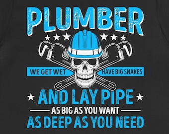 Funny Plumber T-Shirt: Skull & Pipes Graphic Tee