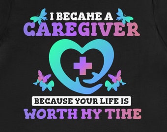 Caregiver T-Shirt: Heart & Butterfly Graphic, Soft Cotton Tee