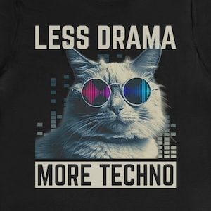 Funny Techno Cat T-Shirt: EDM Music Lover Gift