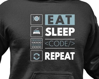 Eat Sleep Code Repeat-hoodie - grappig cadeau voor programmeur