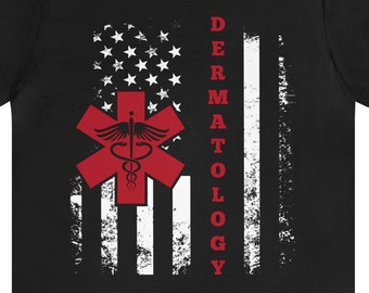 USA Flag Dermatology T-Shirt: Skin Doctor Gift