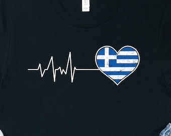 Greece Flag Heartbeat Shirt: Greek Pride Tee