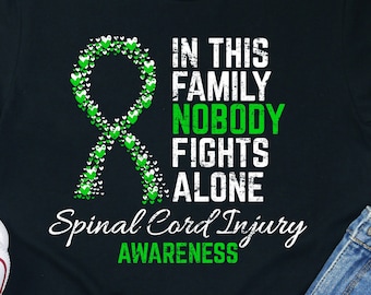 Spinal Cord Injury Awareness Shirt Support Ribbon Gift Warrior Health Family Strength