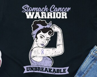 Maagkanker Warrior-shirt Maagdenpalm Lint Bewustzijnscadeau Overlevende Ondersteuning Maaggemeenschap Kracht