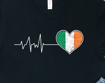 Ireland Heartbeat Flag T-Shirt: Proud Irish Gift