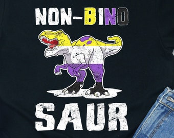 Funny Nonbinary Dinosaur Shirt: ENBY Pride T-Shirt