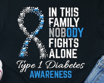 Maglietta di sensibilizzazione sul diabete di tipo 1: maglietta unisex di supporto per il diabete di tipo 1