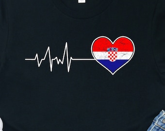 Croatia Flag Heartbeat Shirt: Croatian Pride Tee