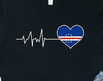 Cape Verde Flag Heartbeat Shirt: Unisex Tee, Hoodie, Sweatshirt
