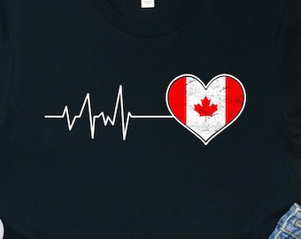 Chemise Heartbeat avec drapeau canadien : t-shirt de la fête du Canada